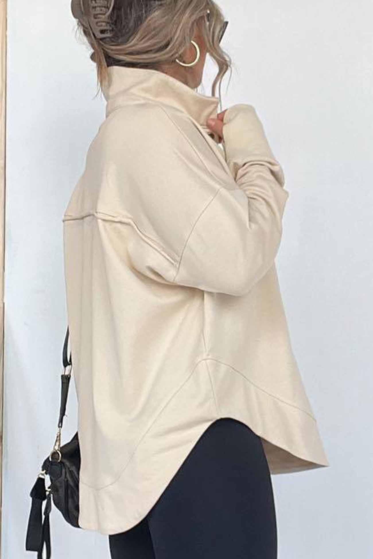 Marianna | Solid long sleeve sweatshirt with buttons