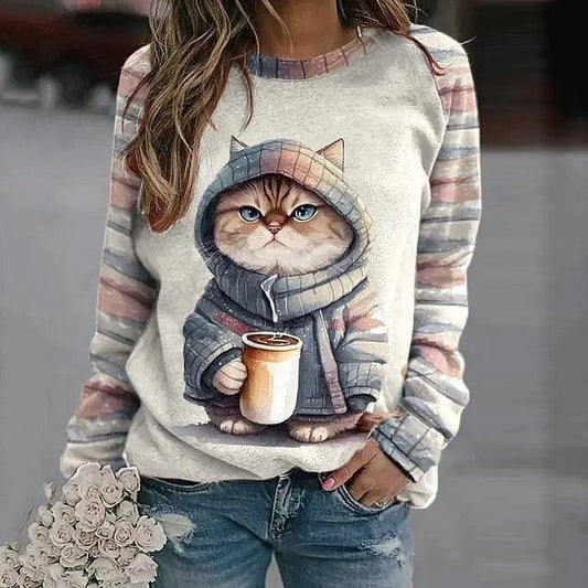 Jacoba | Women's sweater with a cat pattern