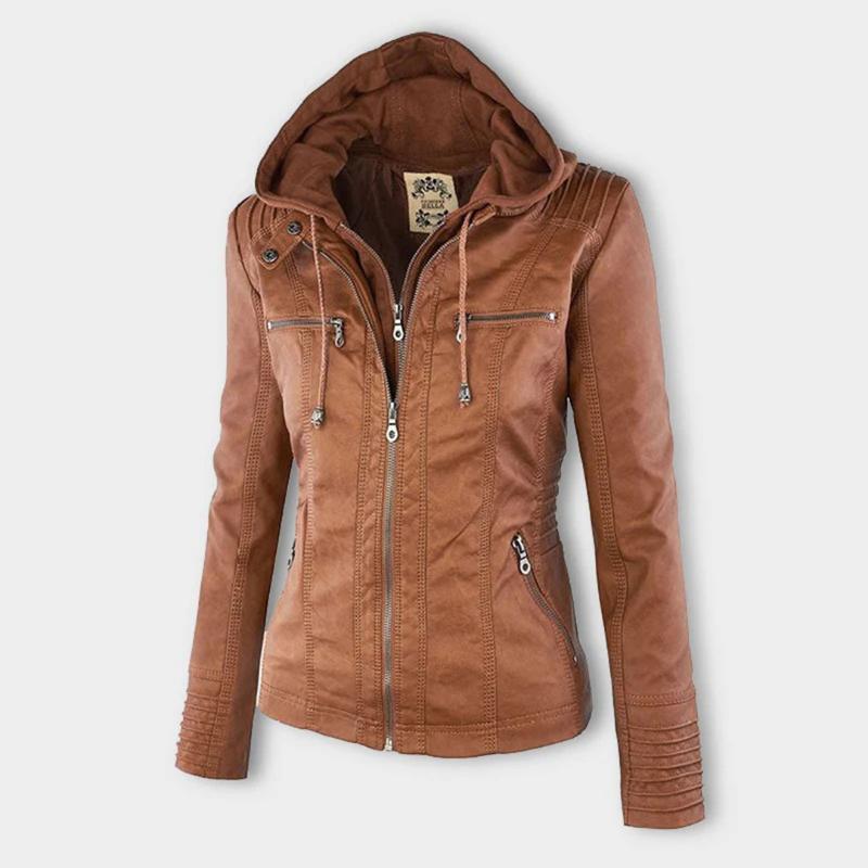 Tatiana | Leather jacket with hood
