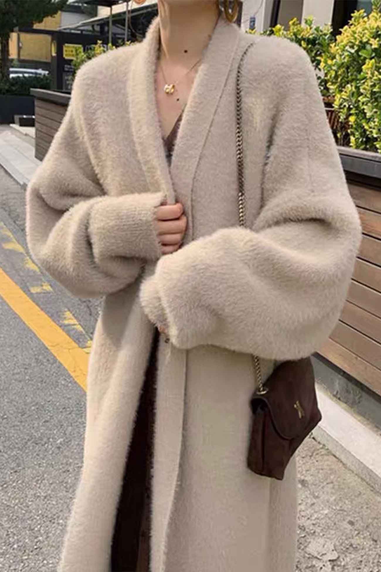 Estela | Plain, fluffy long cardigan