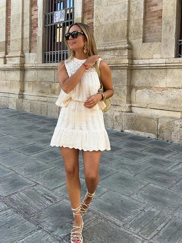 Romina® | Knitted top mini skirt set