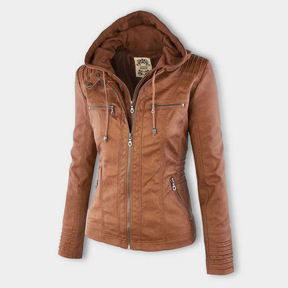 Julia | Women’s Hooded Zip-Up Casual Biker Jacket