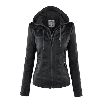 Julia | Women’s Hooded Zip-Up Casual Biker Jacket