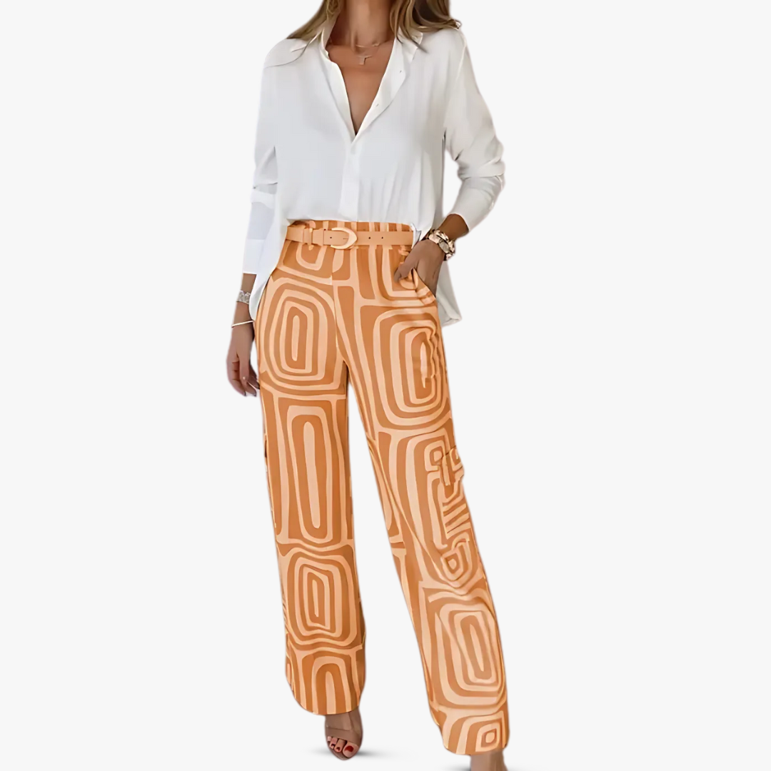 Lidia® | Elegant women's linen trouser suit set