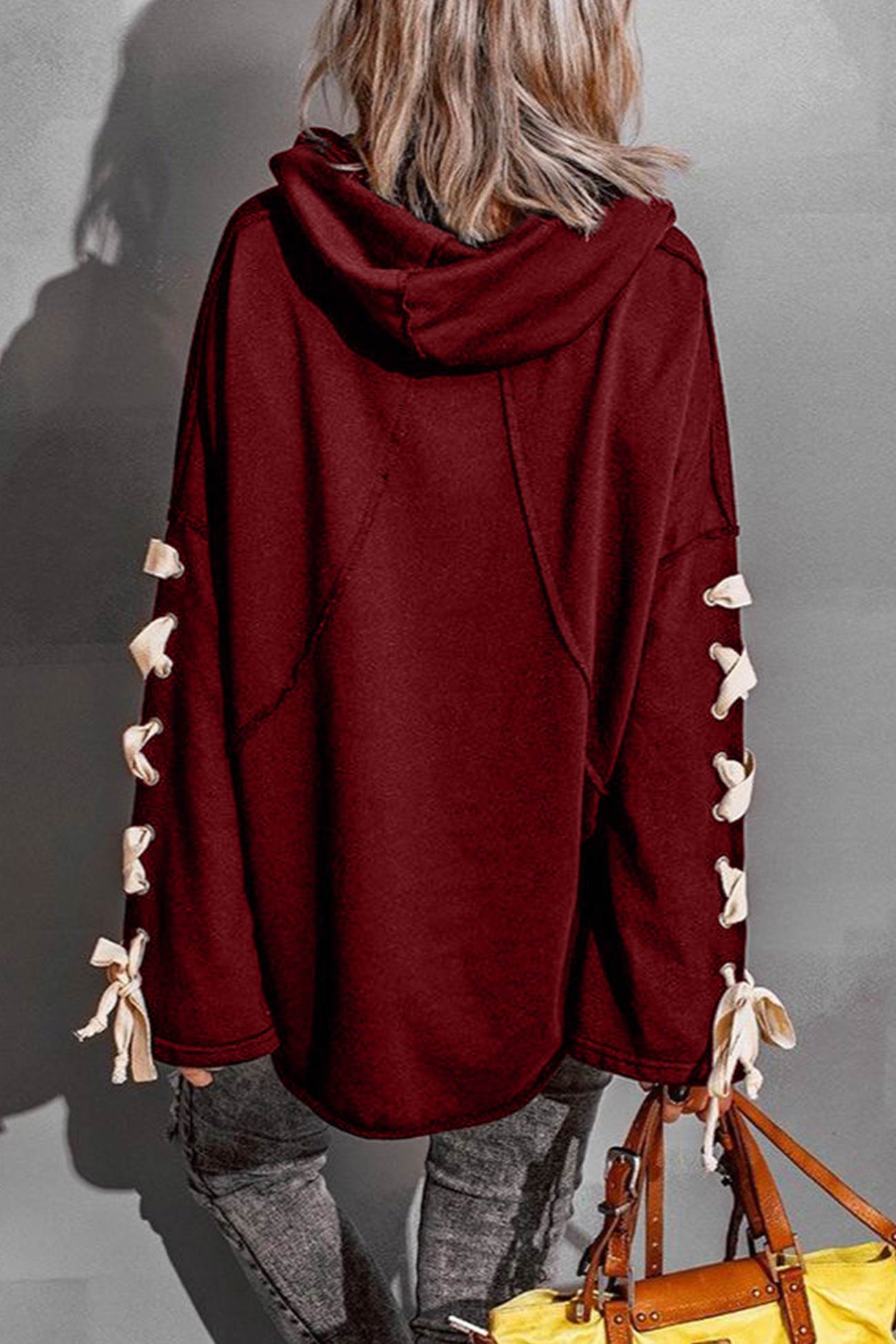 Marieke | Zip-up hoodie with a stacked collar and raw edges