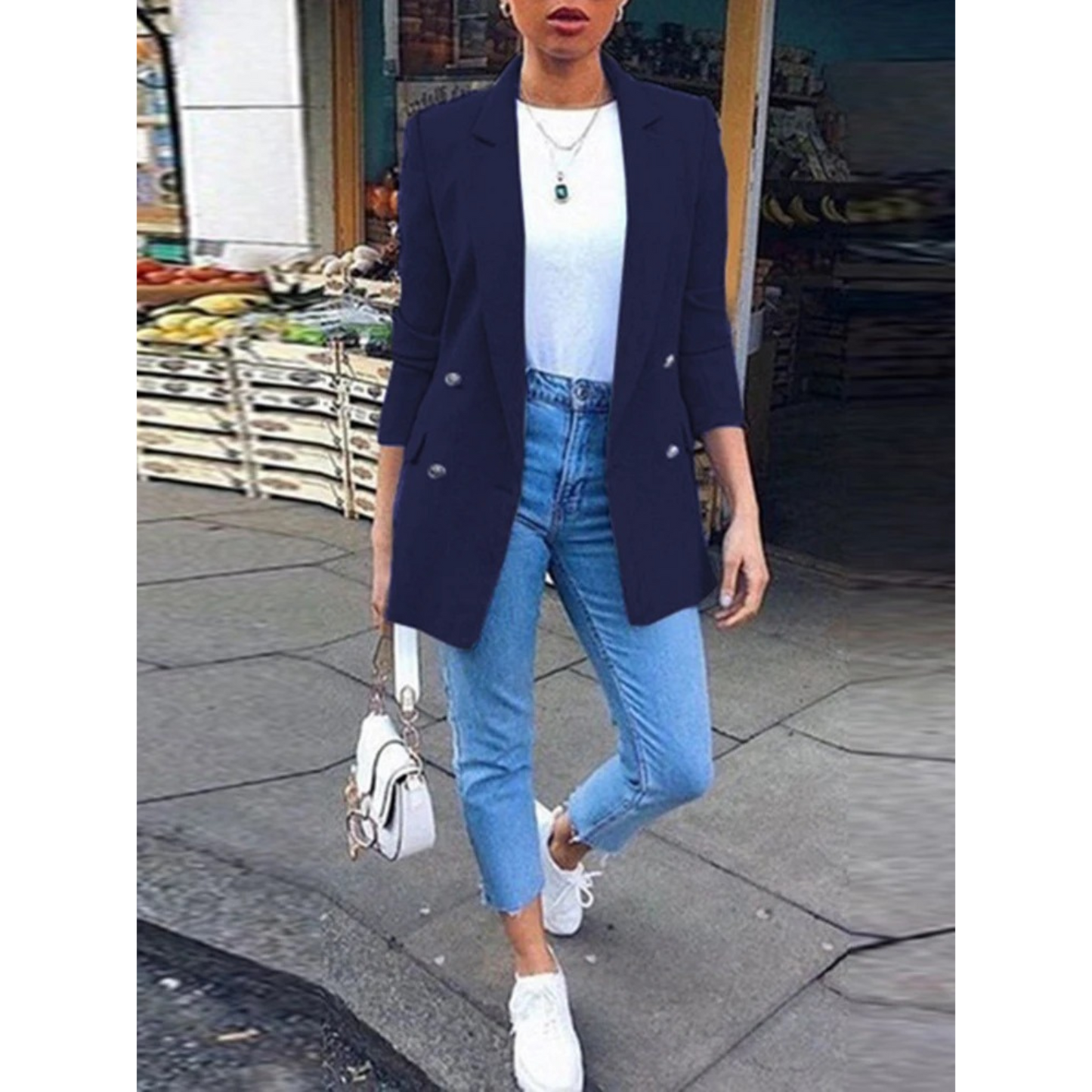 Genoveva | Elegant long warm blazer for women