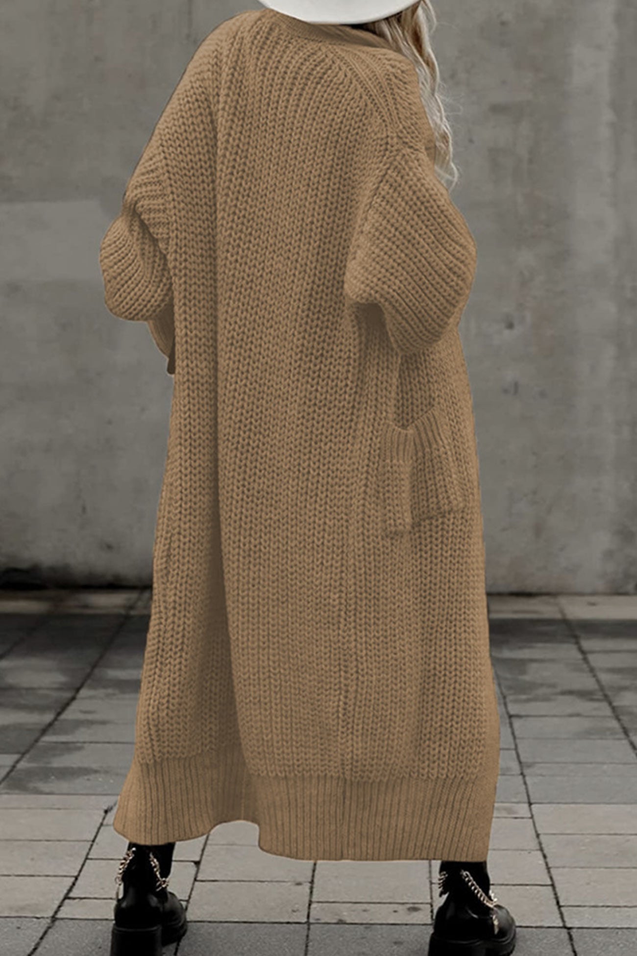 Teresa | Long cardigan with lantern sleeves at the front and pockets