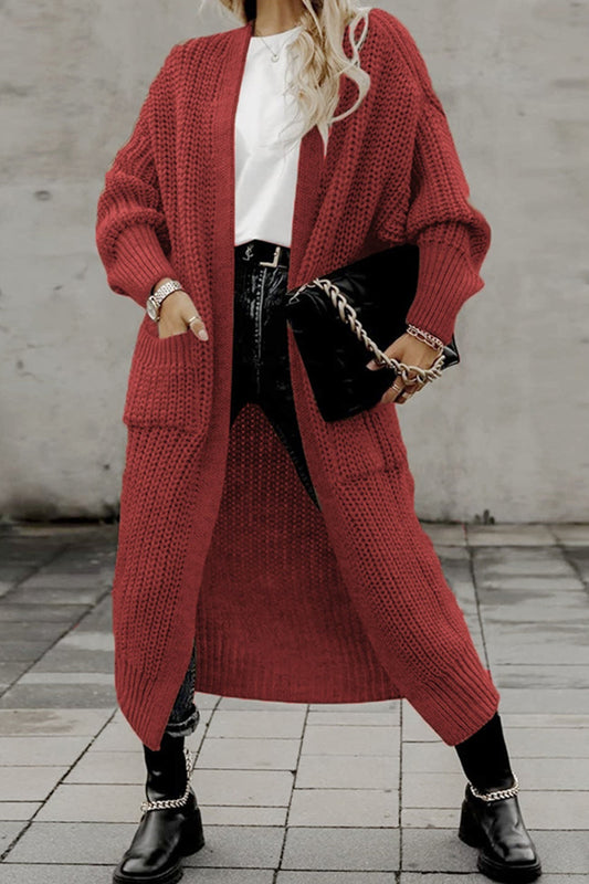Teresa | Long cardigan with lantern sleeves at the front and pockets