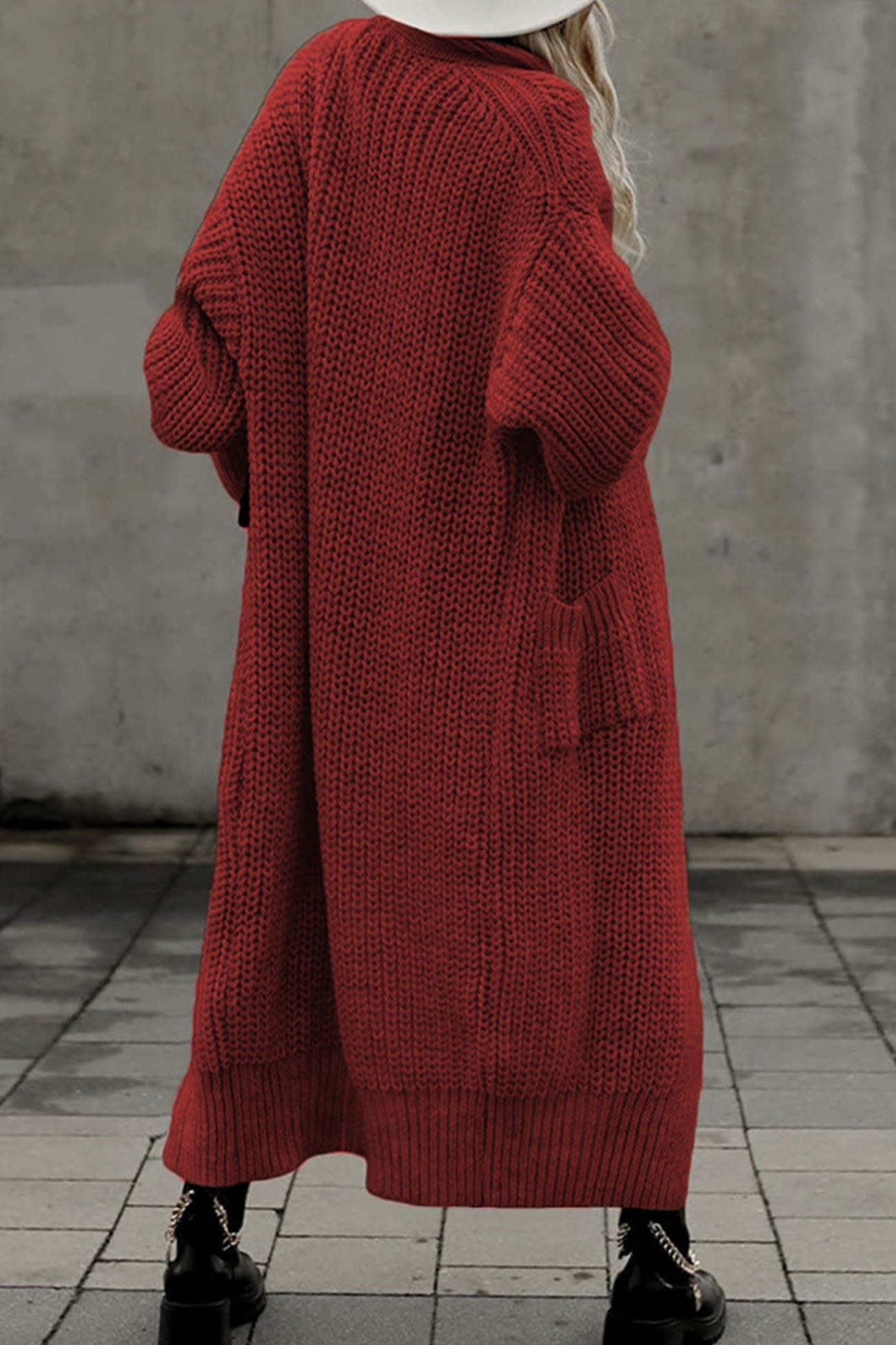 Teresa | Long cardigan with lantern sleeves at the front and pockets
