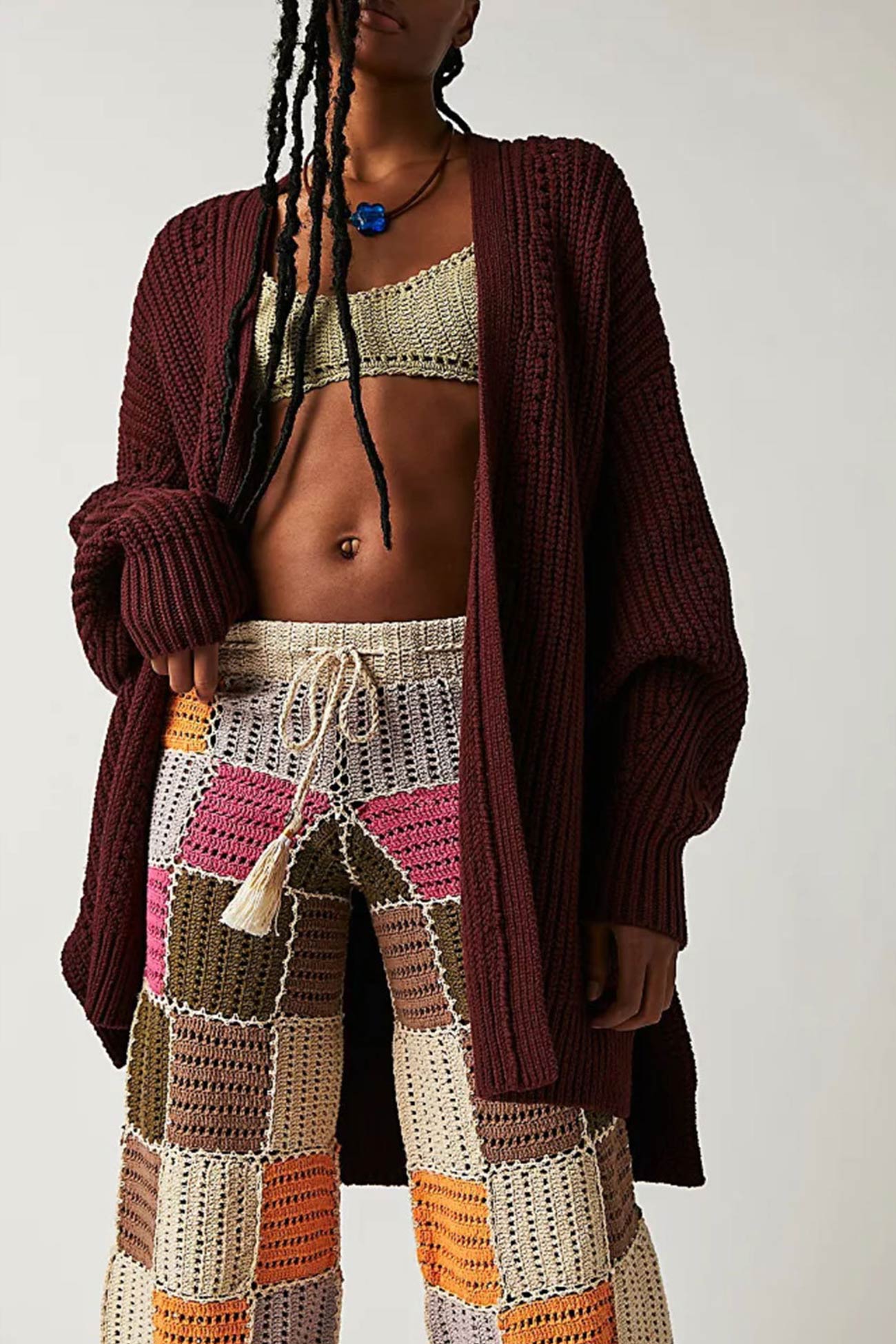 Emilie | Cardigan with lantern sleeves, open front slit and side slit