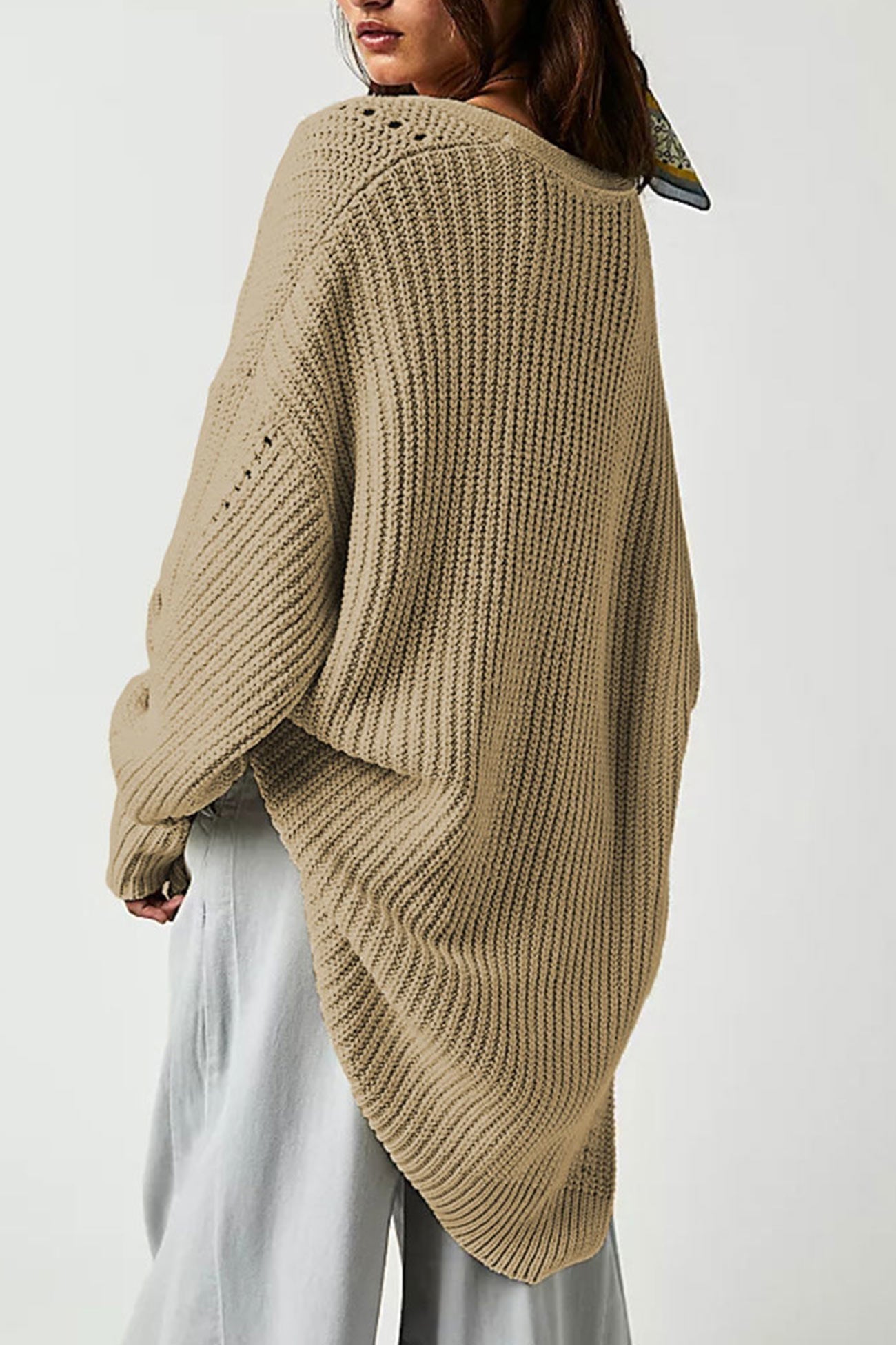 Emilie | Cardigan with lantern sleeves, open front slit and side slit