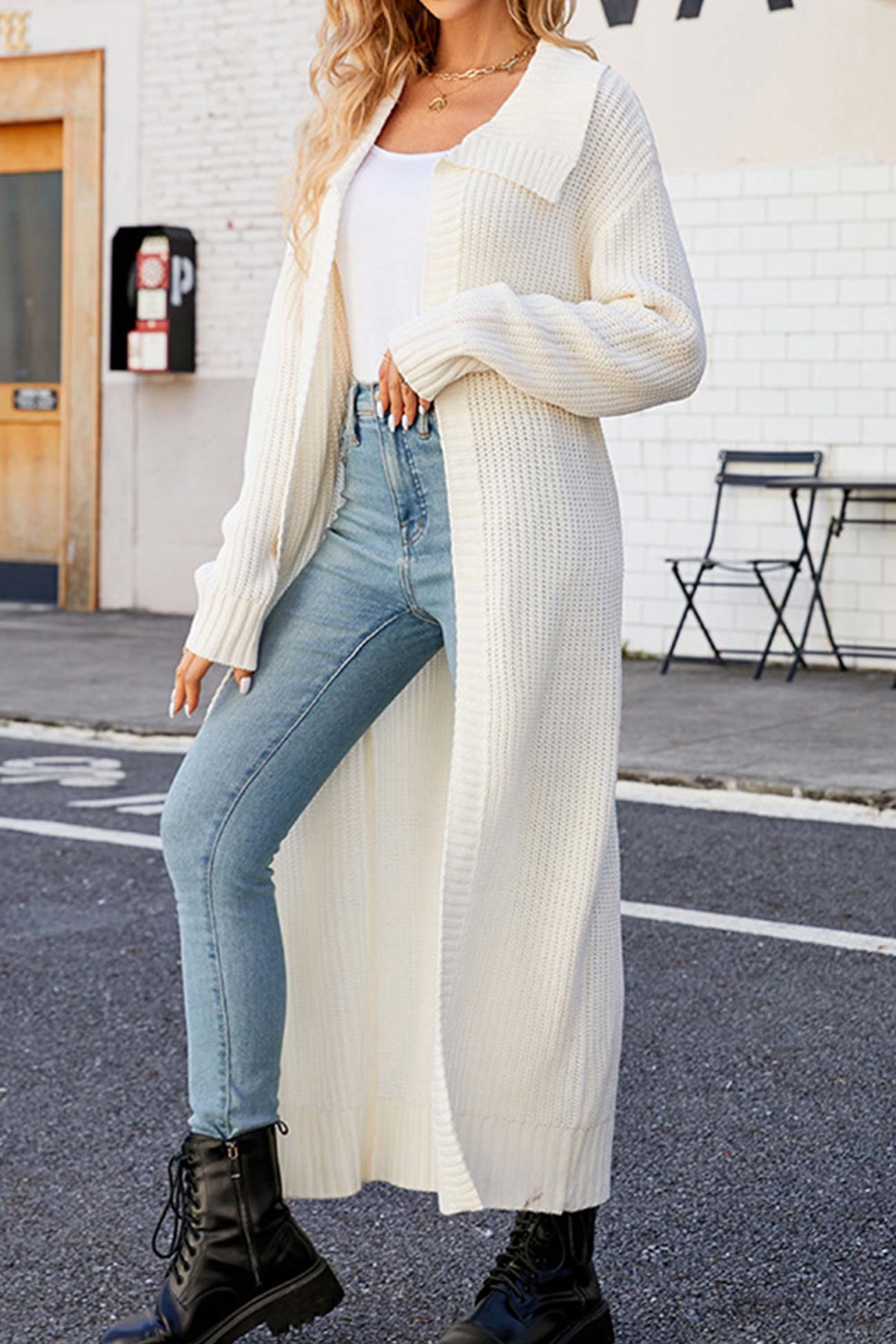 Ilona | Rib-knit cardigan with lapels and open front