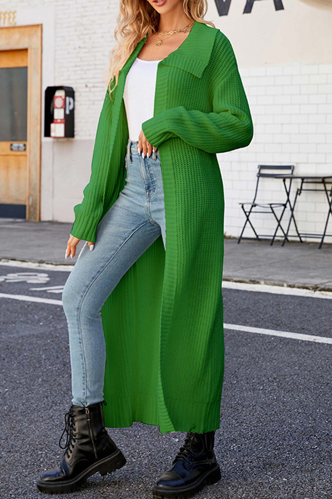 Ilona | Rib-knit cardigan with lapels and open front