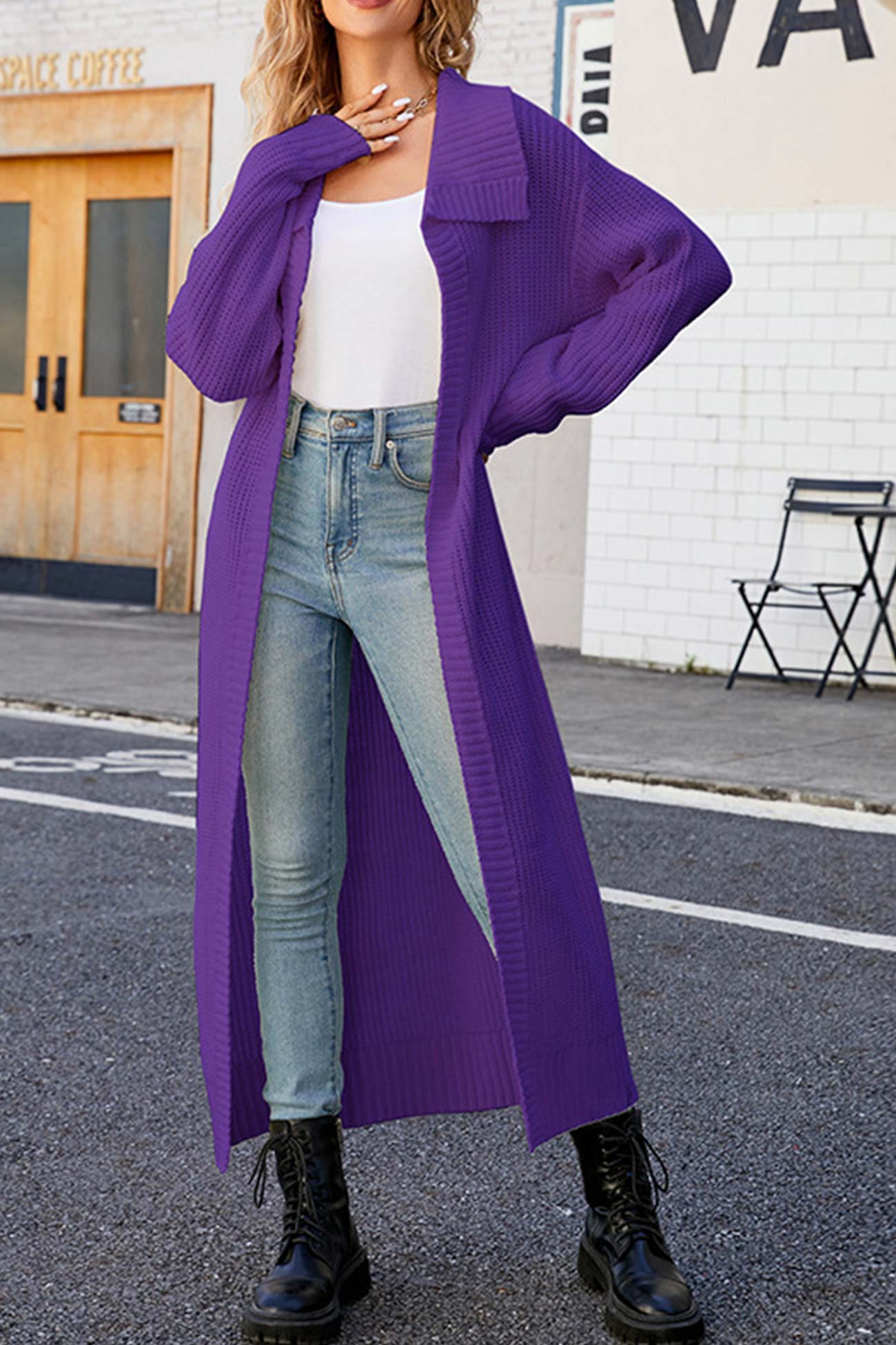 Ilona | Rib-knit cardigan with lapels and open front