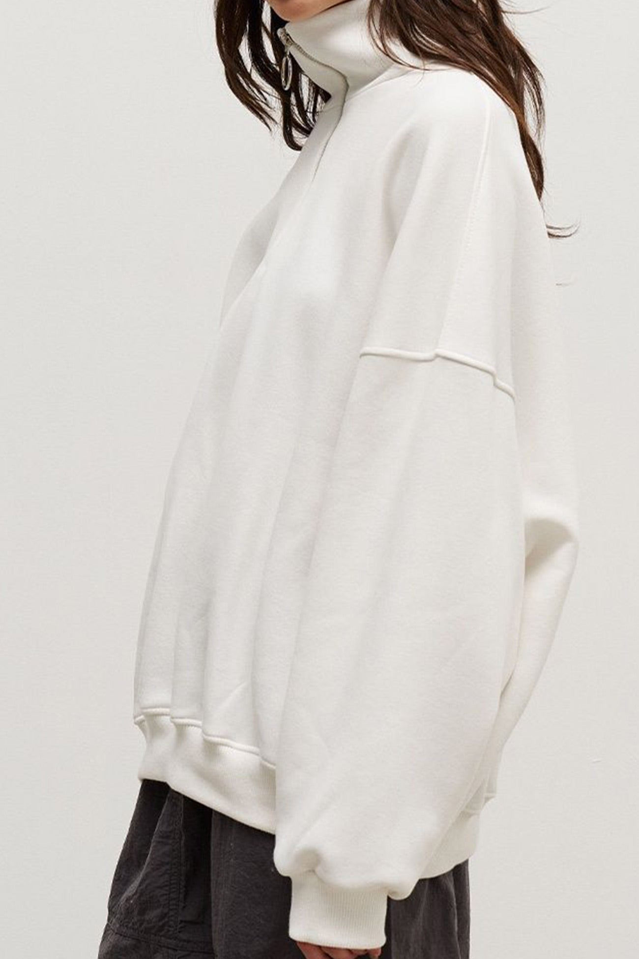 Dafne | Lapel zip-up sweatshirt