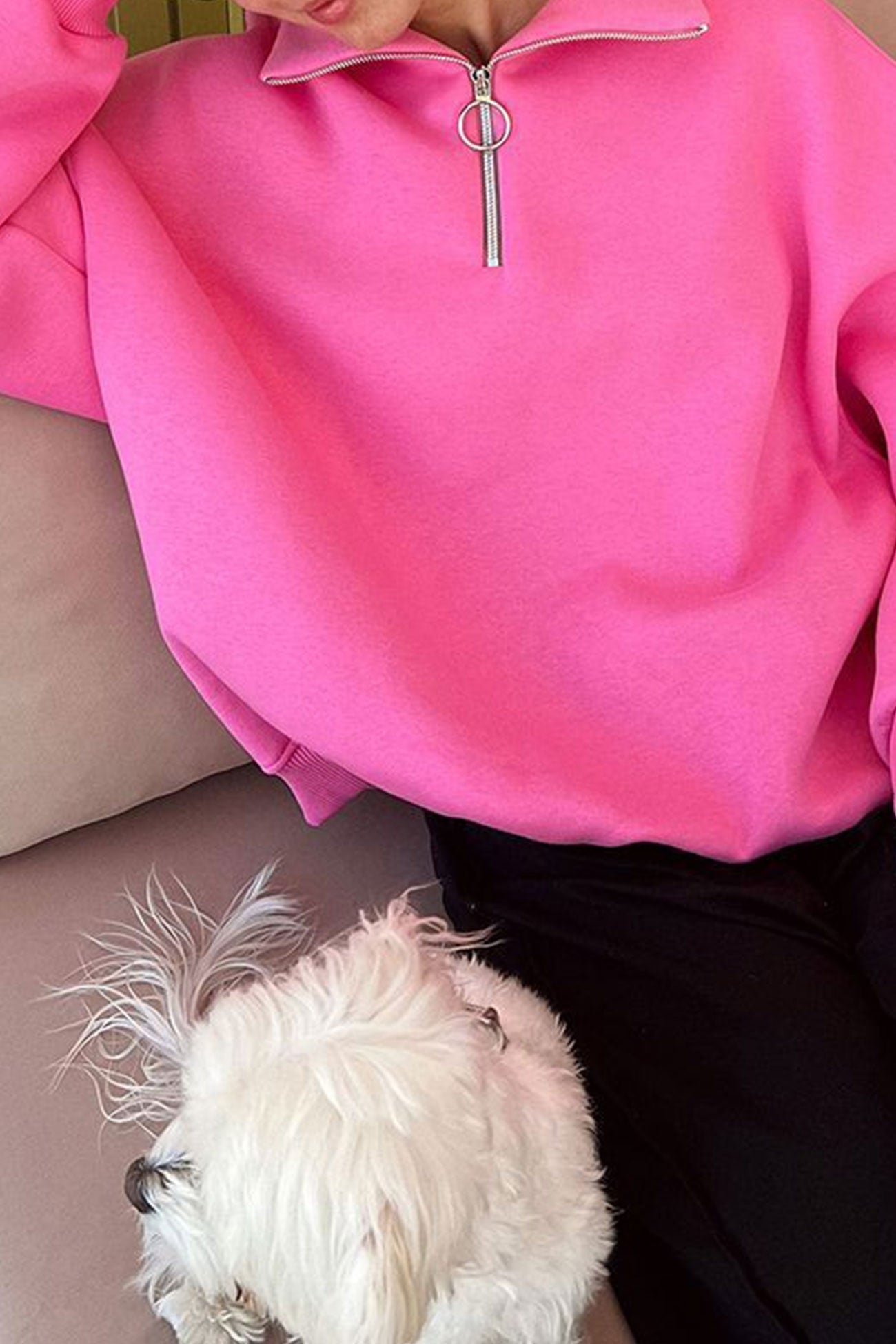 Dafne | Lapel zip-up sweatshirt