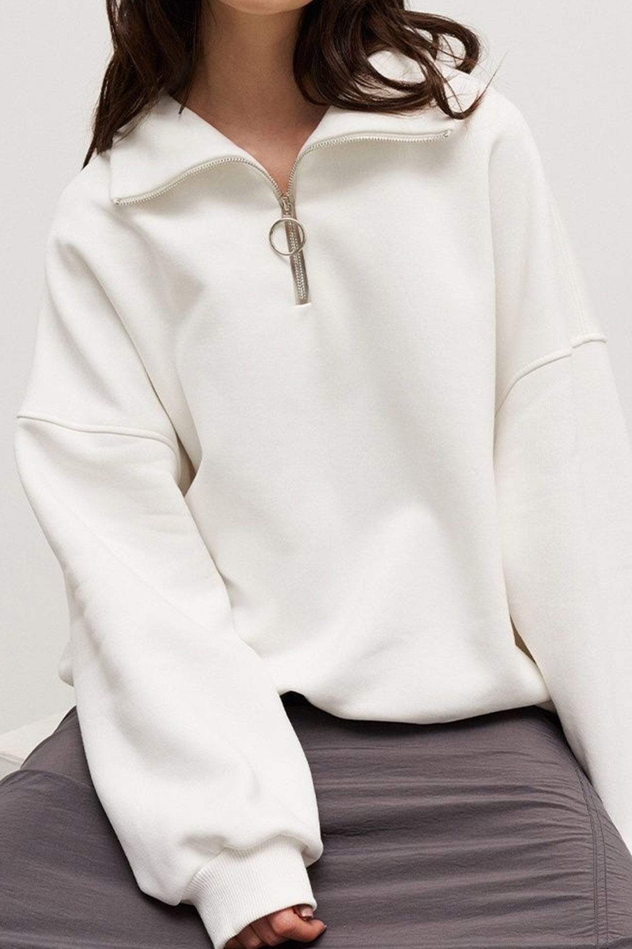 Dafne | Lapel zip-up sweatshirt