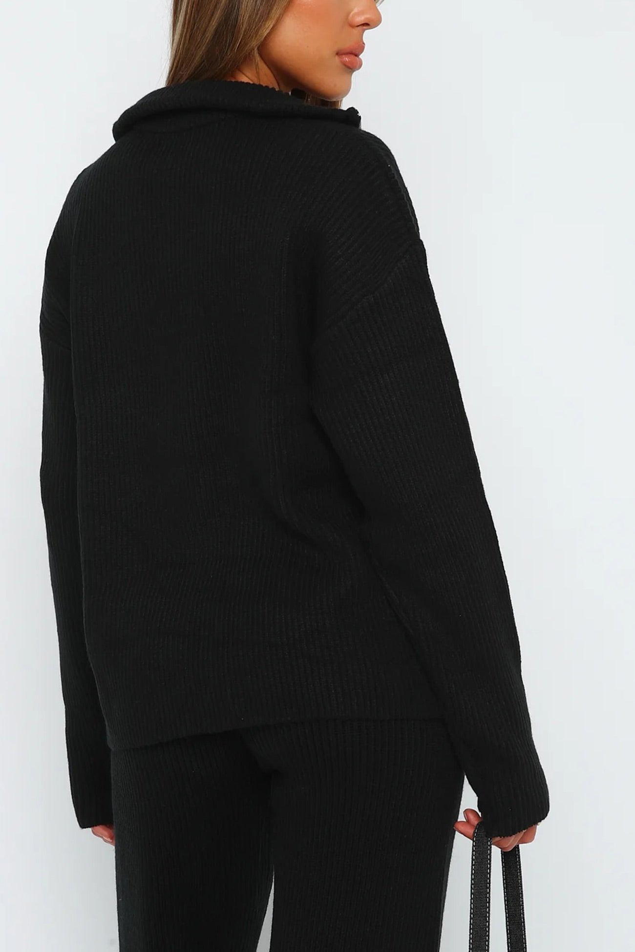 Bernadette | Two-piece outfit in ribbed knit with lapels and zip fastening