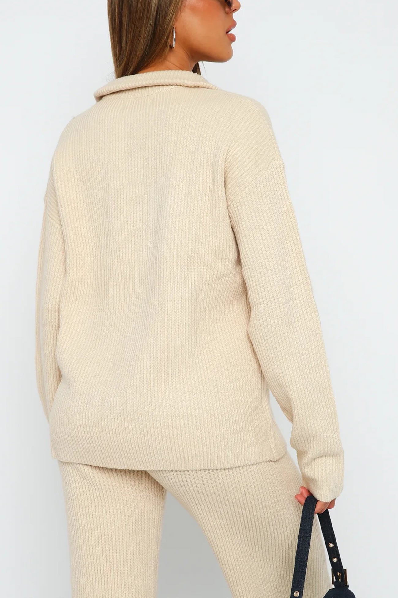 Bernadette | Two-piece outfit in ribbed knit with lapels and zip fastening