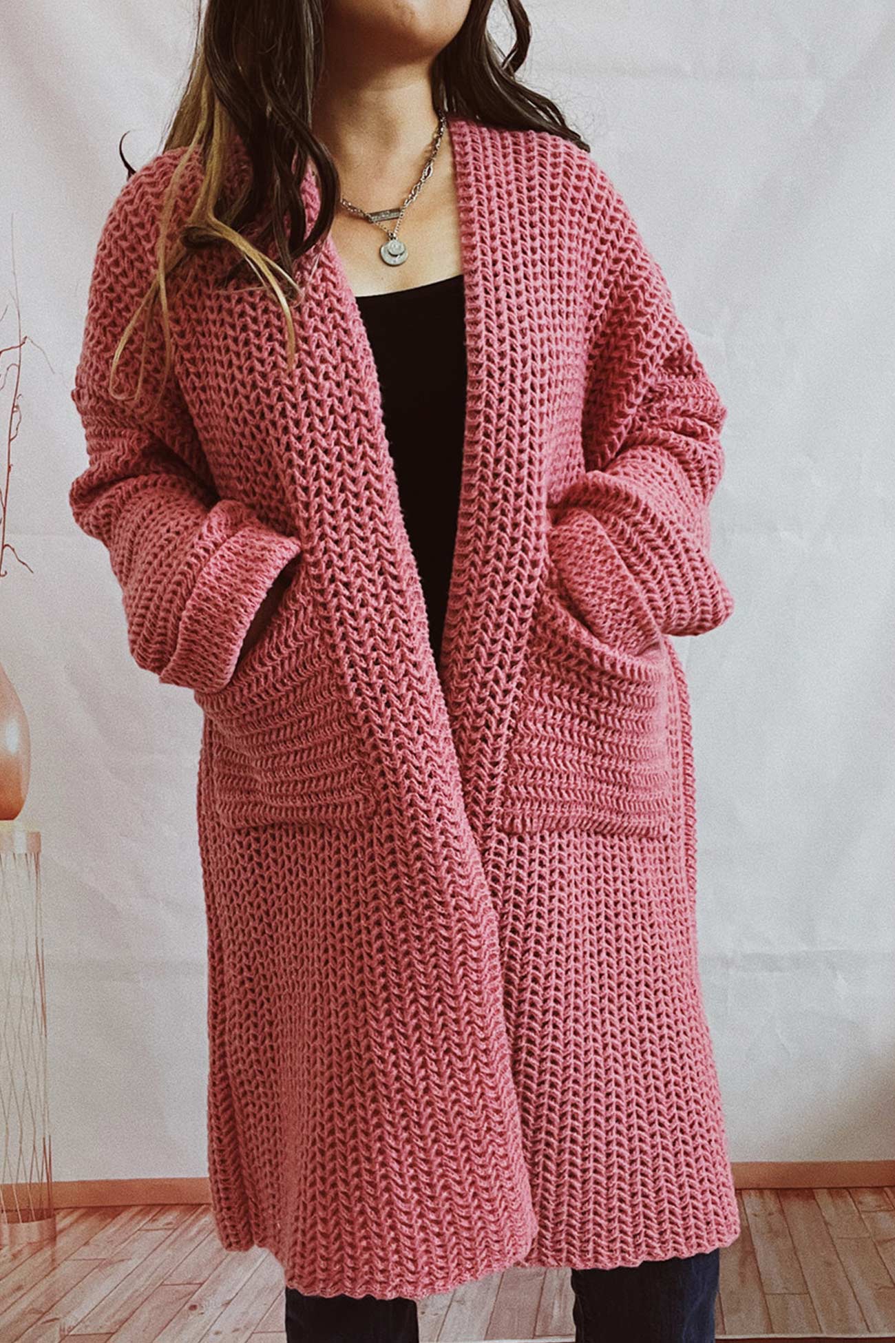 Marita | Cardigan with large pocket and open front