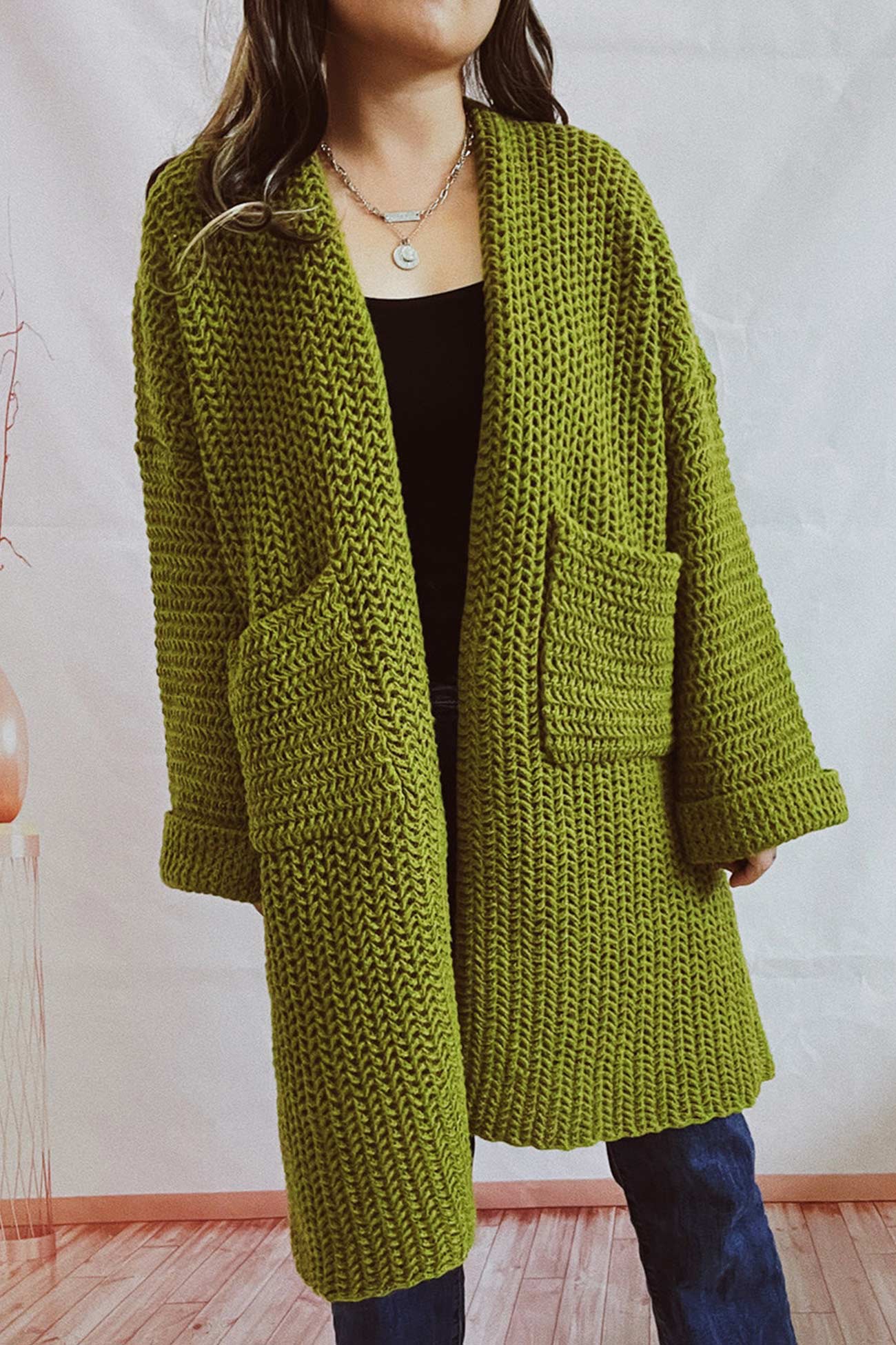 Marita | Cardigan with large pocket and open front