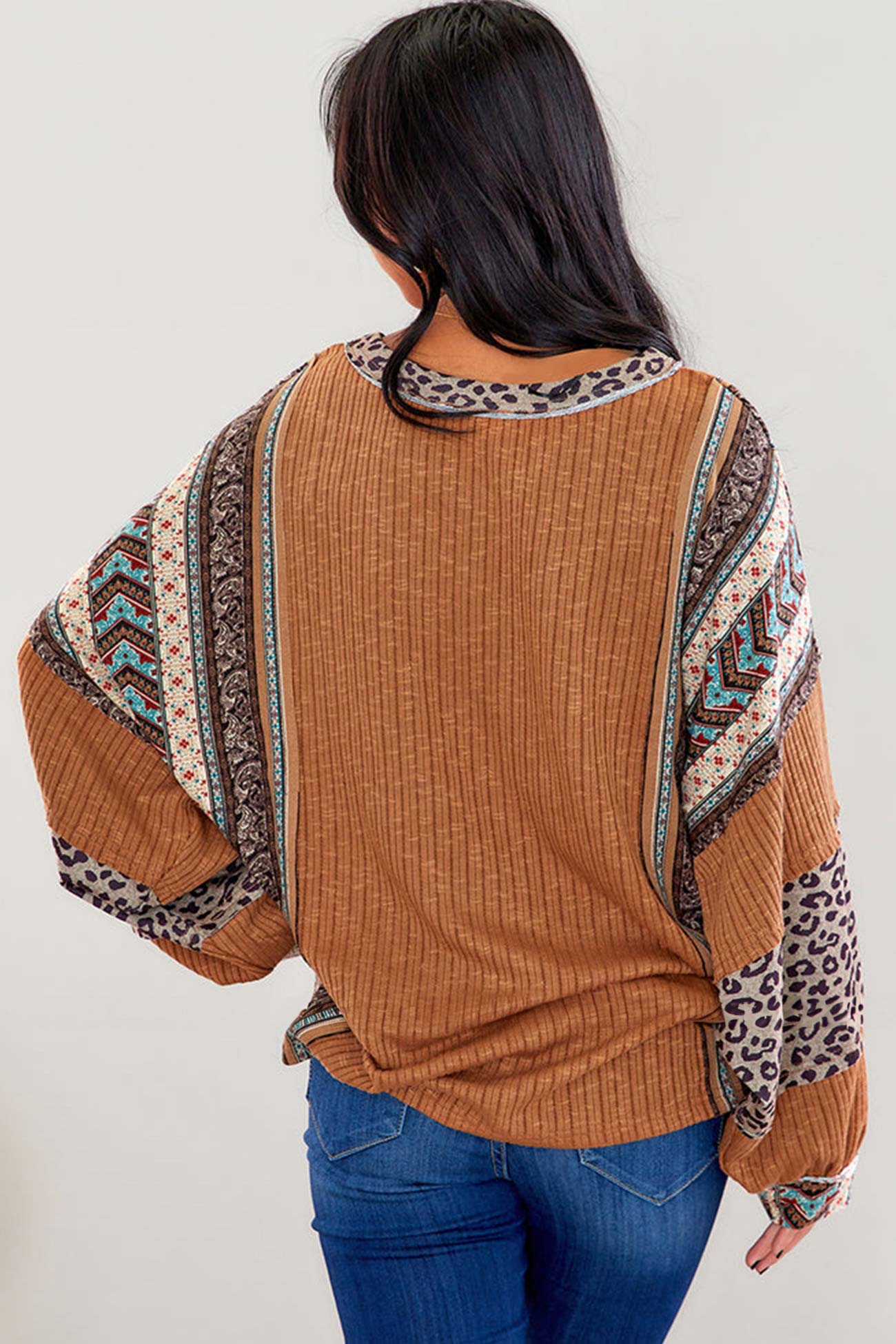 Edna | Striped sweater with leopard contrast