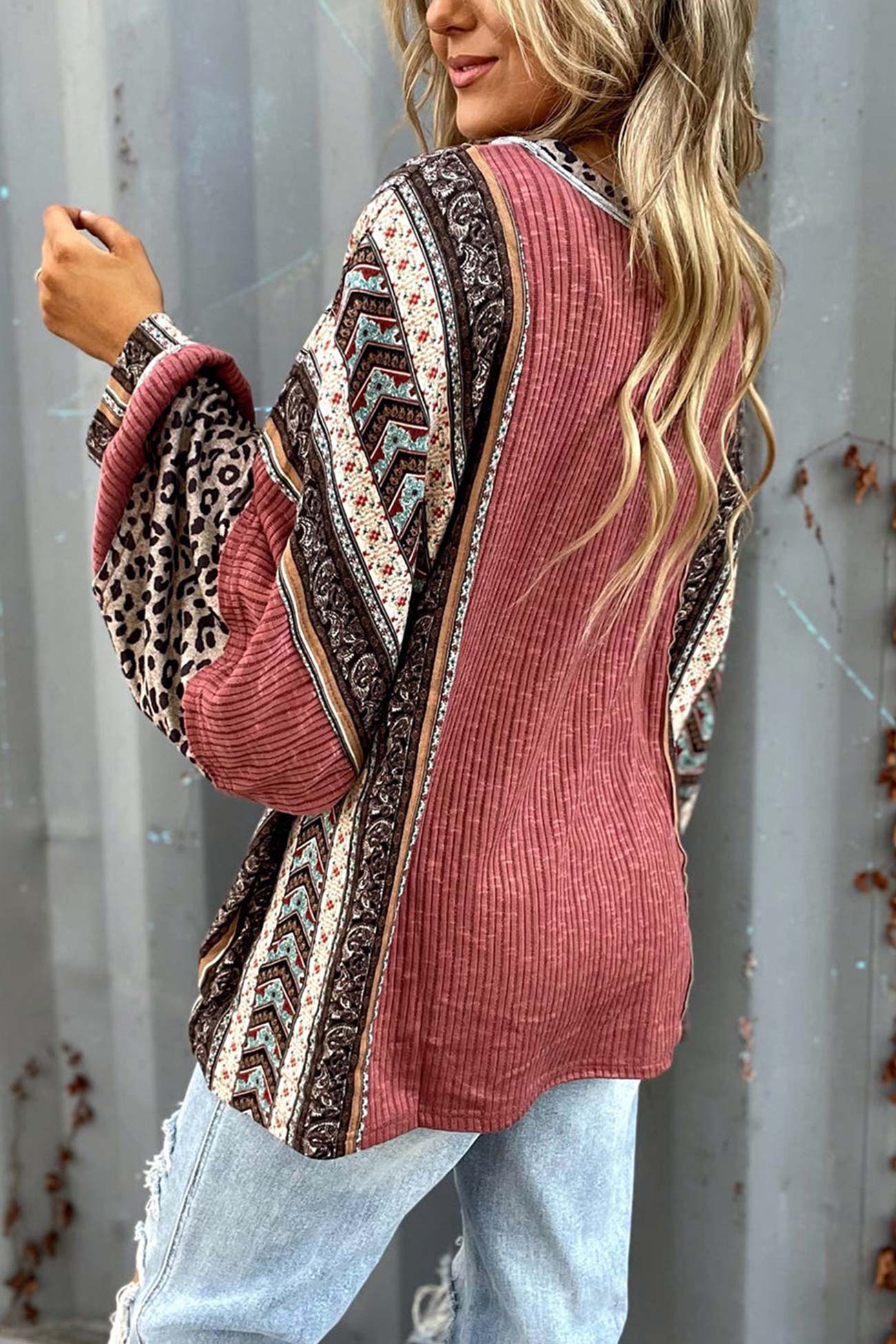 Hilda | Striped sweater with leopard contrast