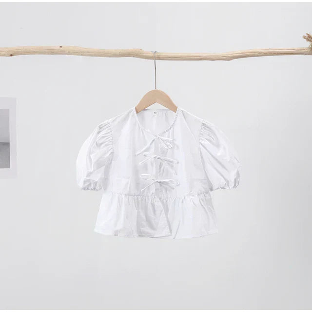 Kristi® | Blouse With Lantern Sleeves And Lacing, Millennium Print