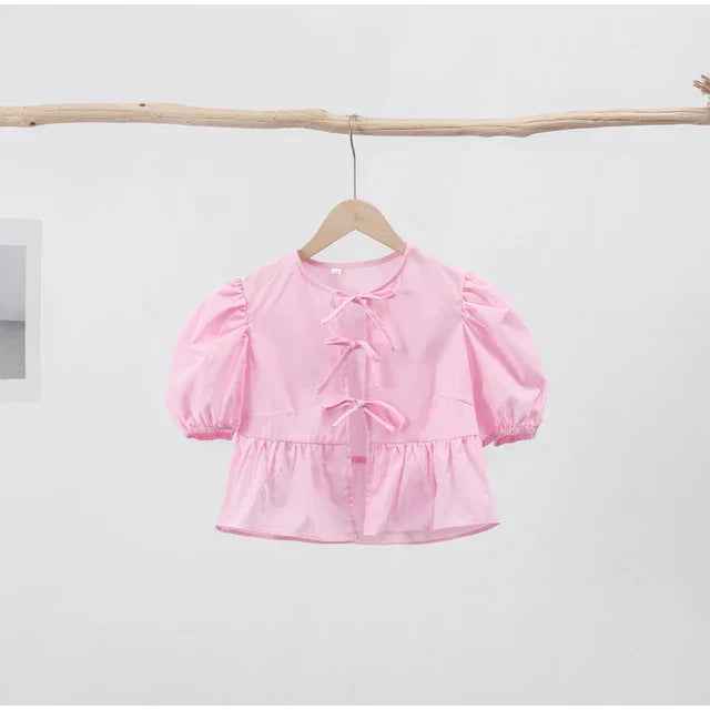 Kristi® | Blouse With Lantern Sleeves And Lacing, Millennium Print