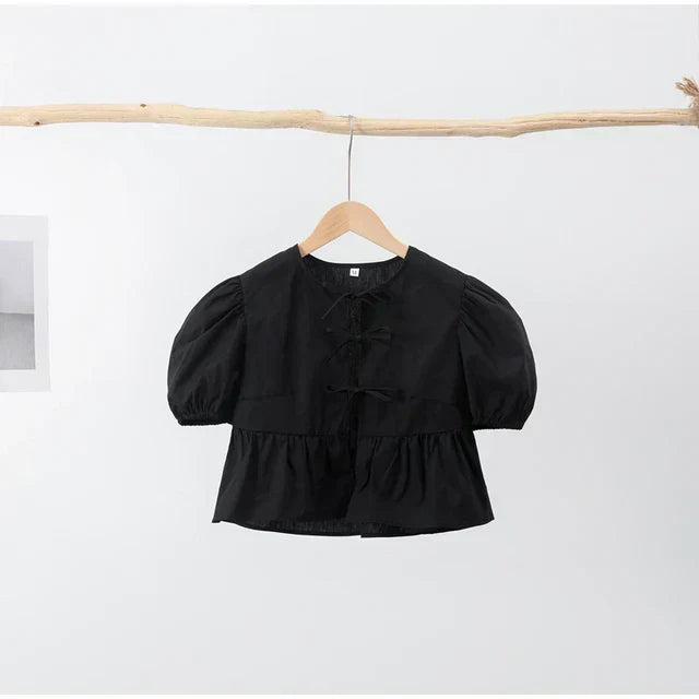 Kristi® | Blouse With Lantern Sleeves And Lacing, Millennium Print