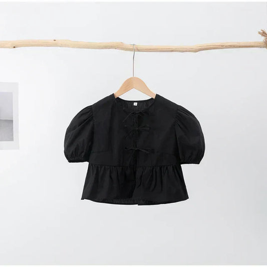 Kristi® | Blouse With Lantern Sleeves And Lacing, Millennium Print