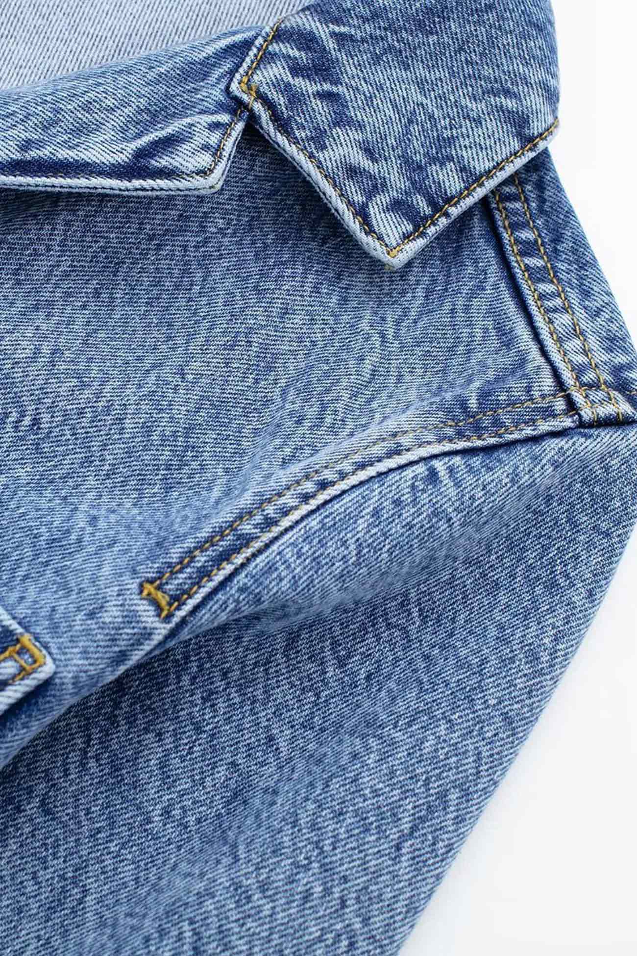 Hanna | Long sleeve denim jumpsuits with pockets and high waist