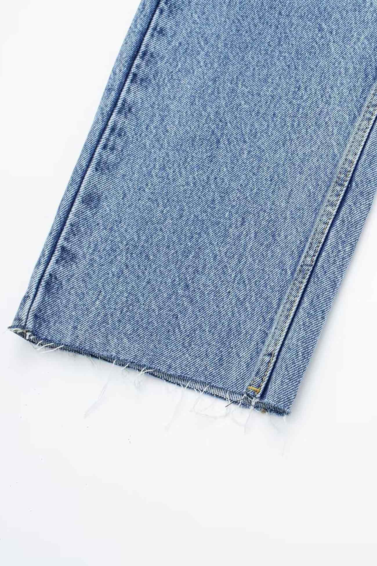 Hanna | Long sleeve denim jumpsuits with pockets and high waist