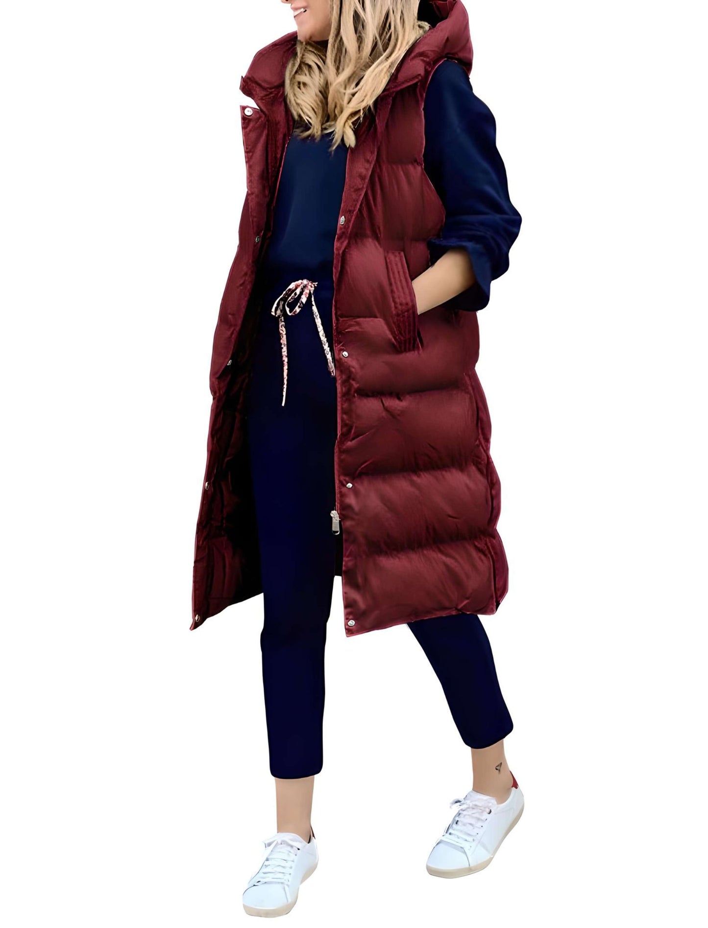 Florencia | Long sleeveless coat with hood