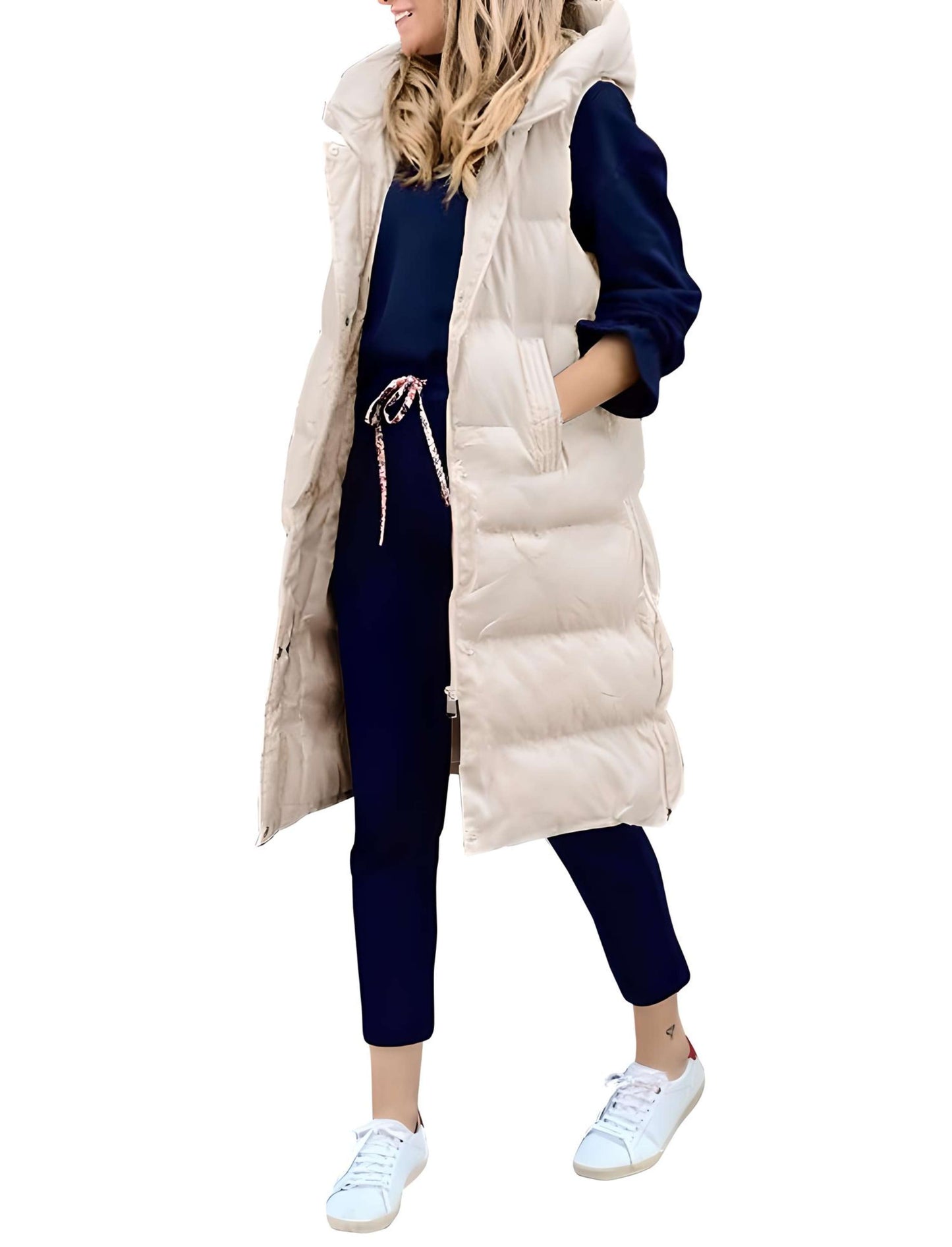 Florencia | Long sleeveless coat with hood