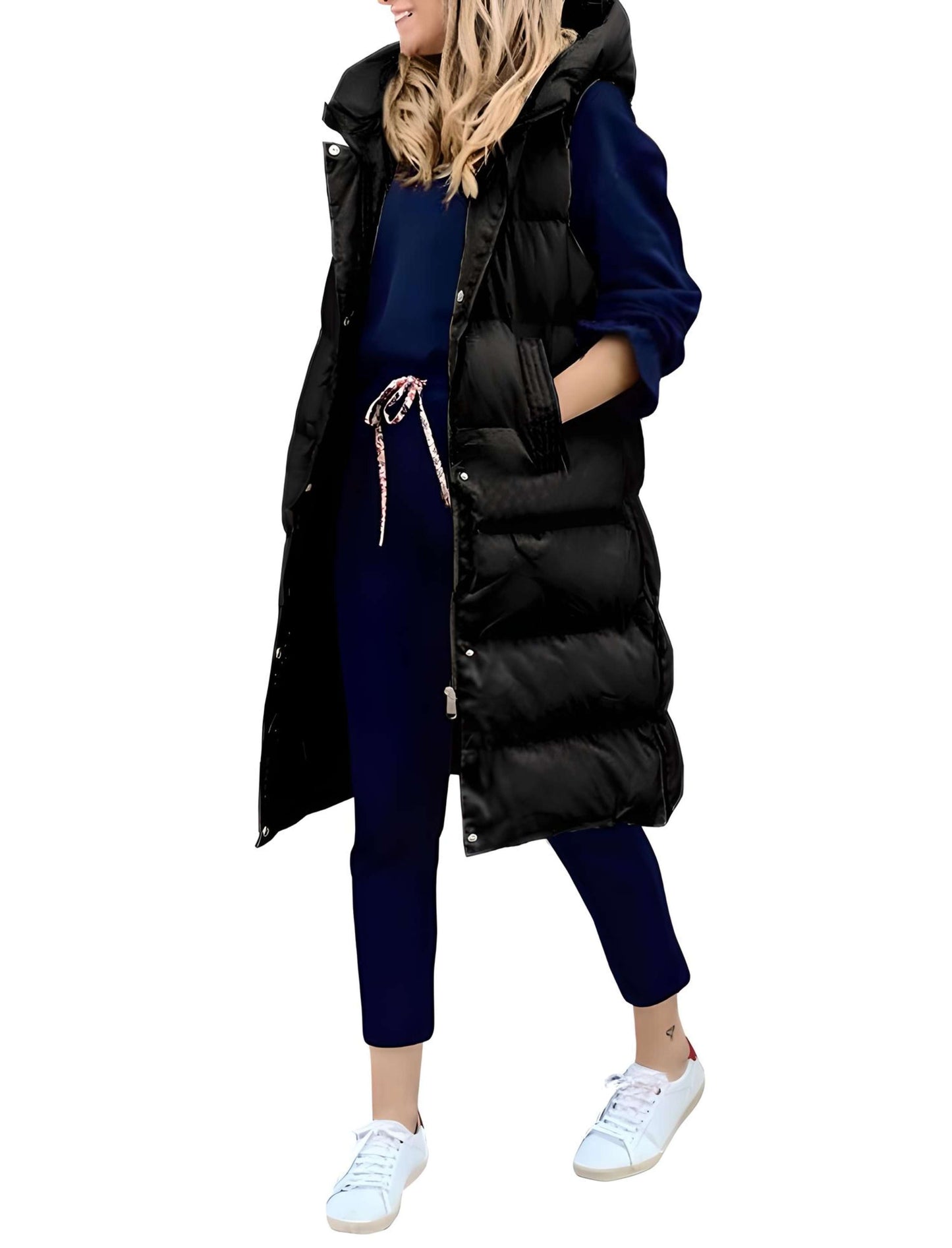 Florencia | Long sleeveless coat with hood