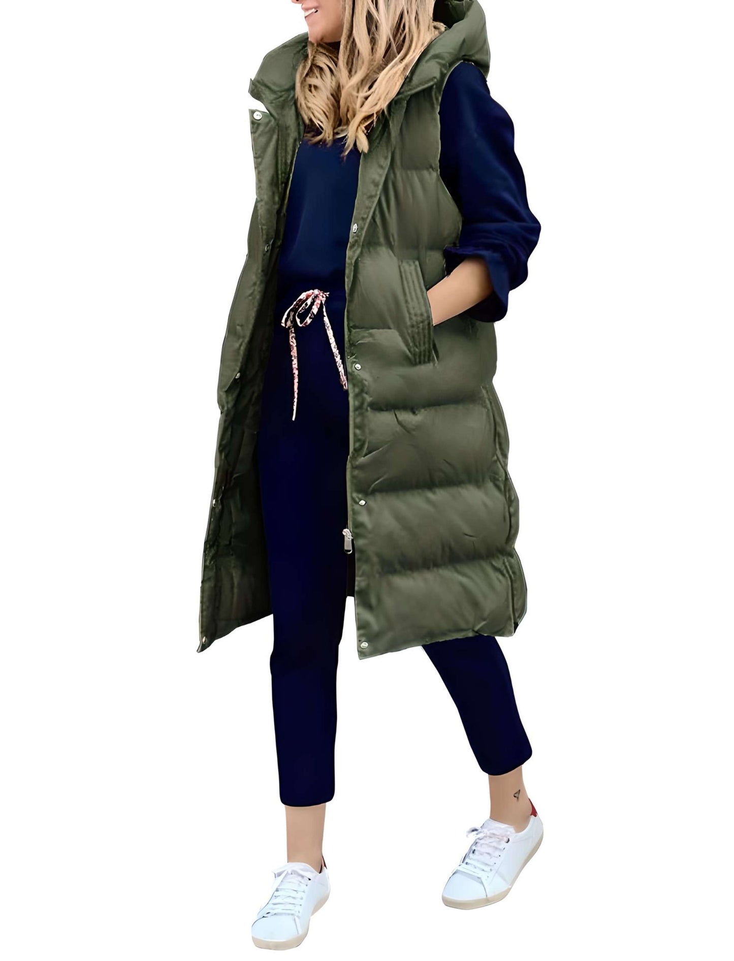 Florencia | Long sleeveless coat with hood