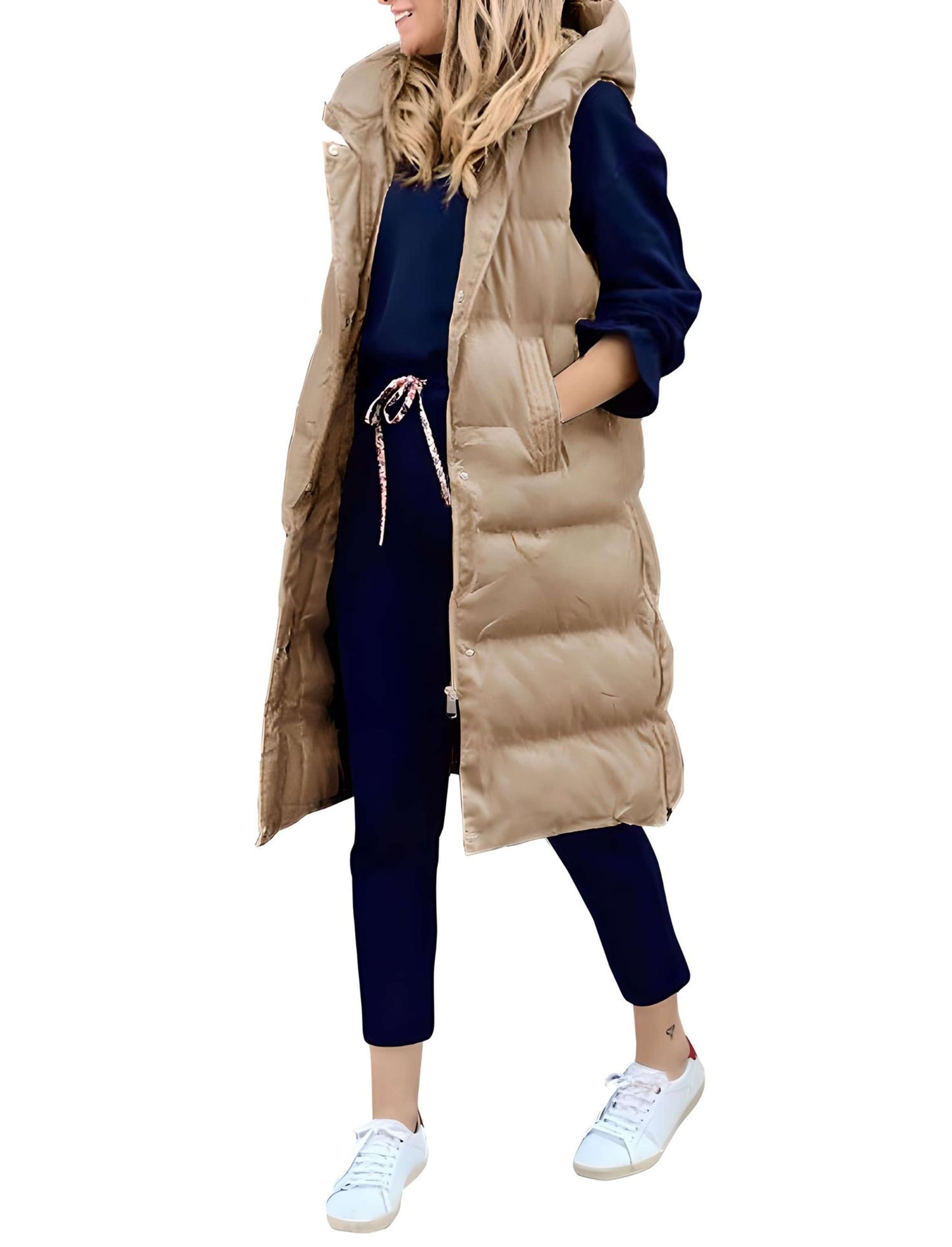 Florencia | Long sleeveless coat with hood