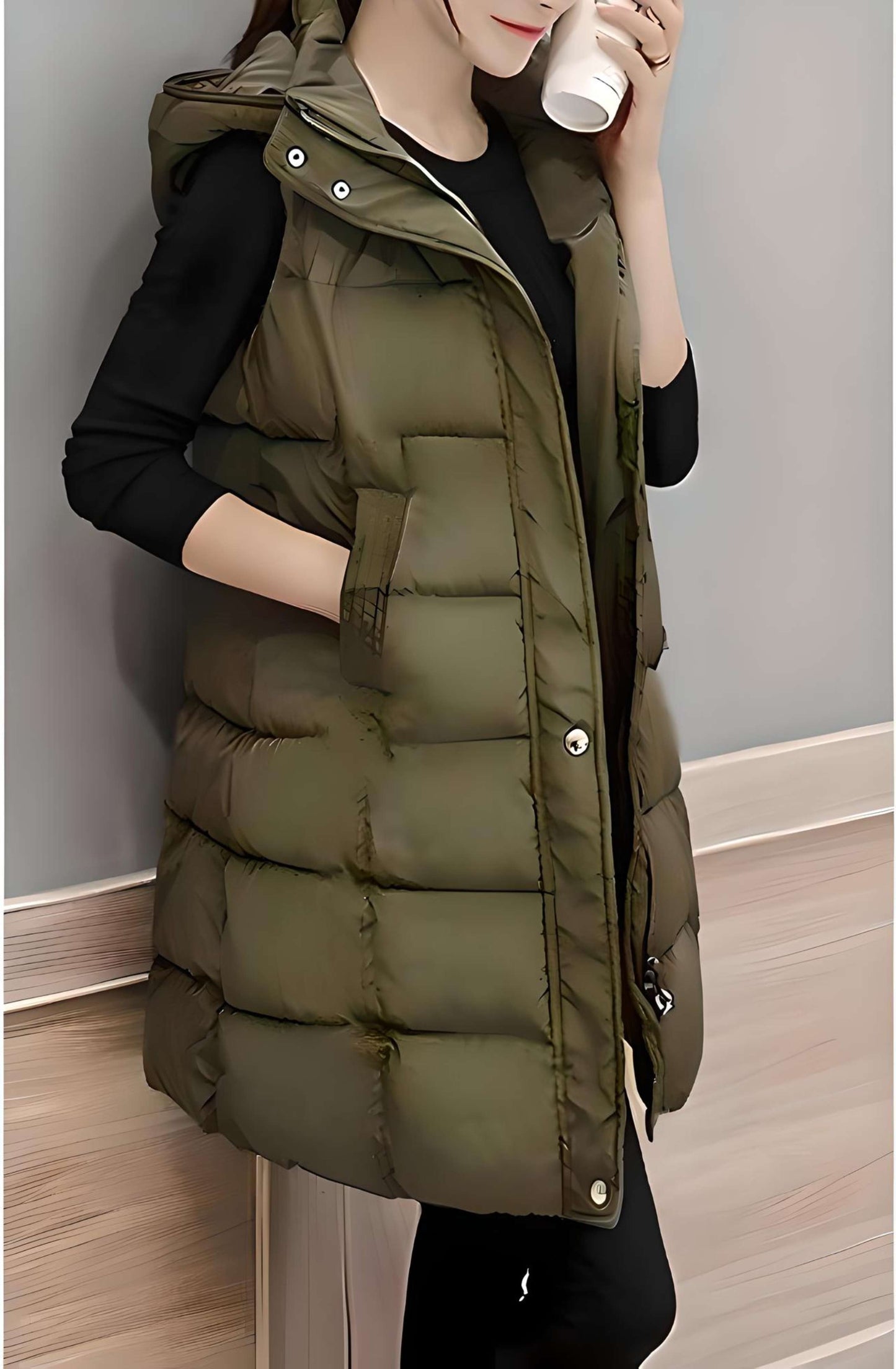 Florencia | Long sleeveless coat with hood