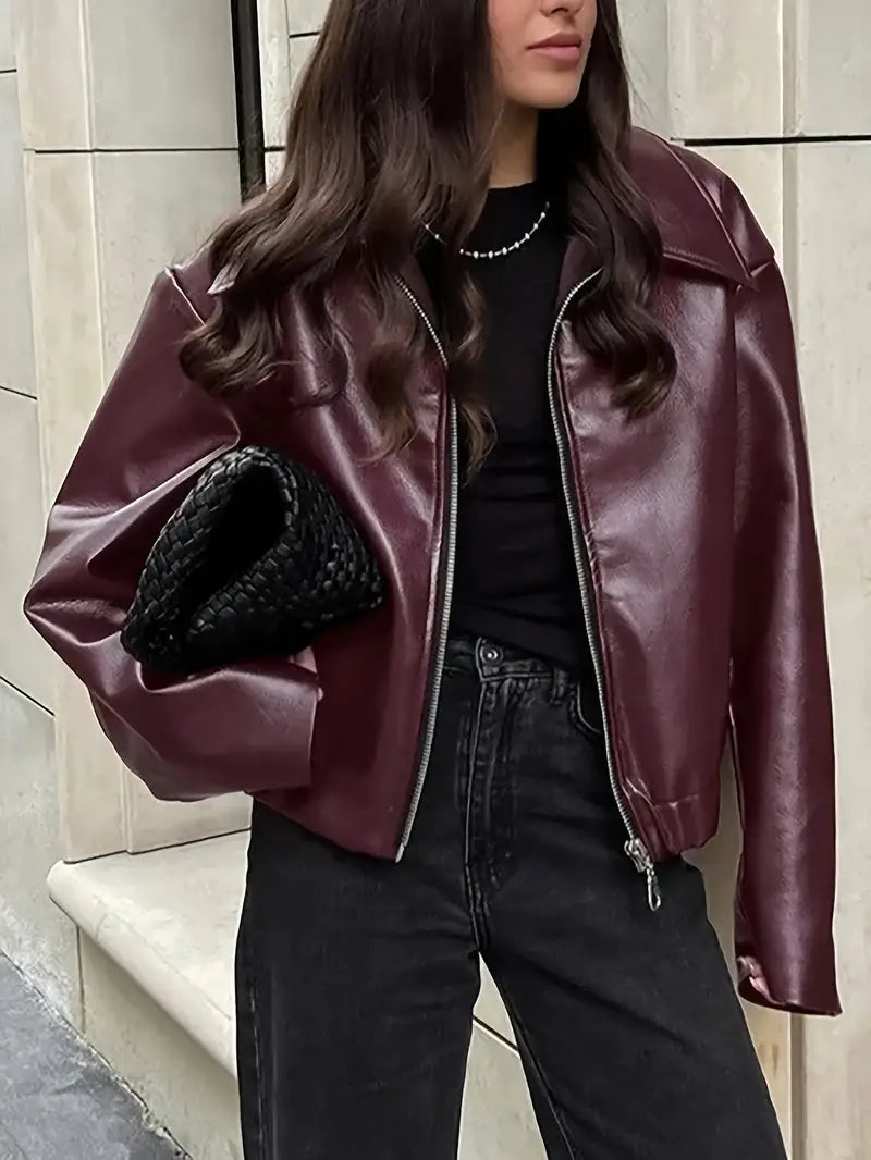 Karen | Women's Relaxed Fit Zip-Up Bomber Jacket