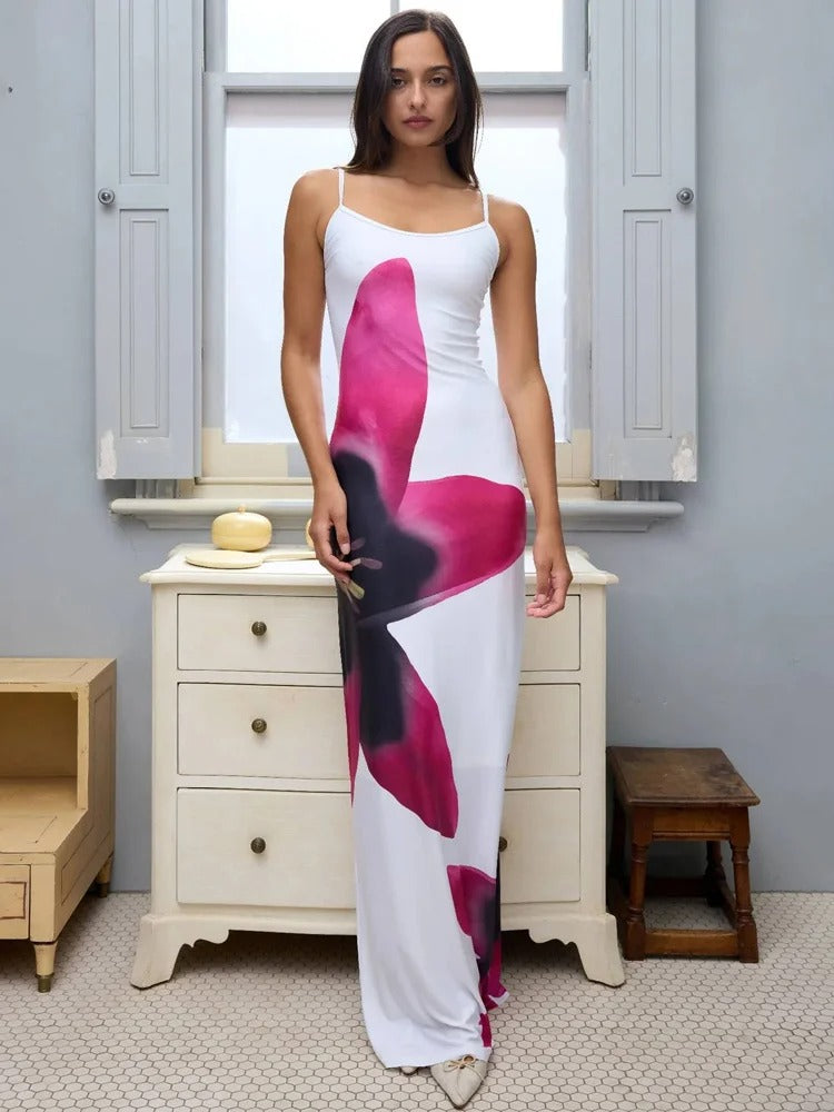 Grace® | Elegant Long Dress With Floral Design For Summer Occasions
