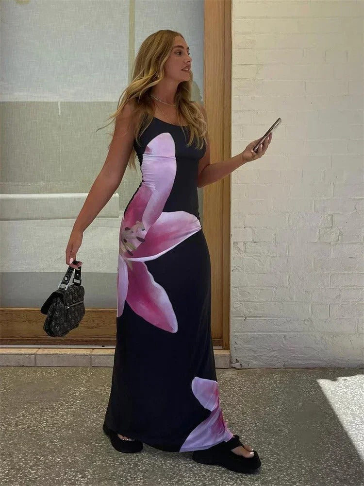 Grace® | Elegant Long Dress With Floral Design For Summer Occasions