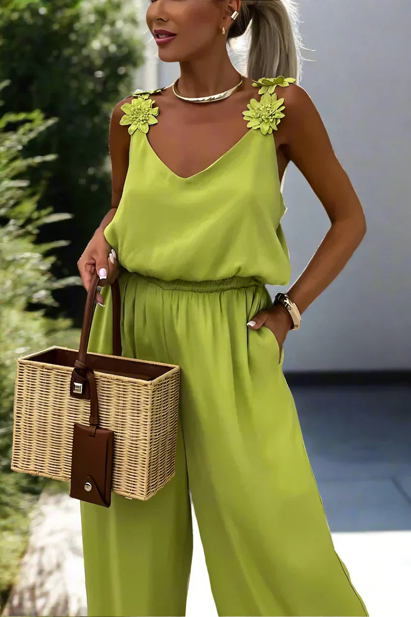 Olga® | Summer Vintage Sleeveless Wide Leg Women Jumpsuit