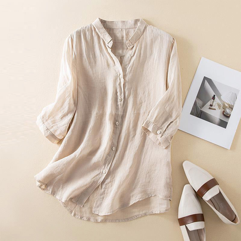 Rosario® | Casual Button-Down 3/4 Sleeve Cotton Blouse