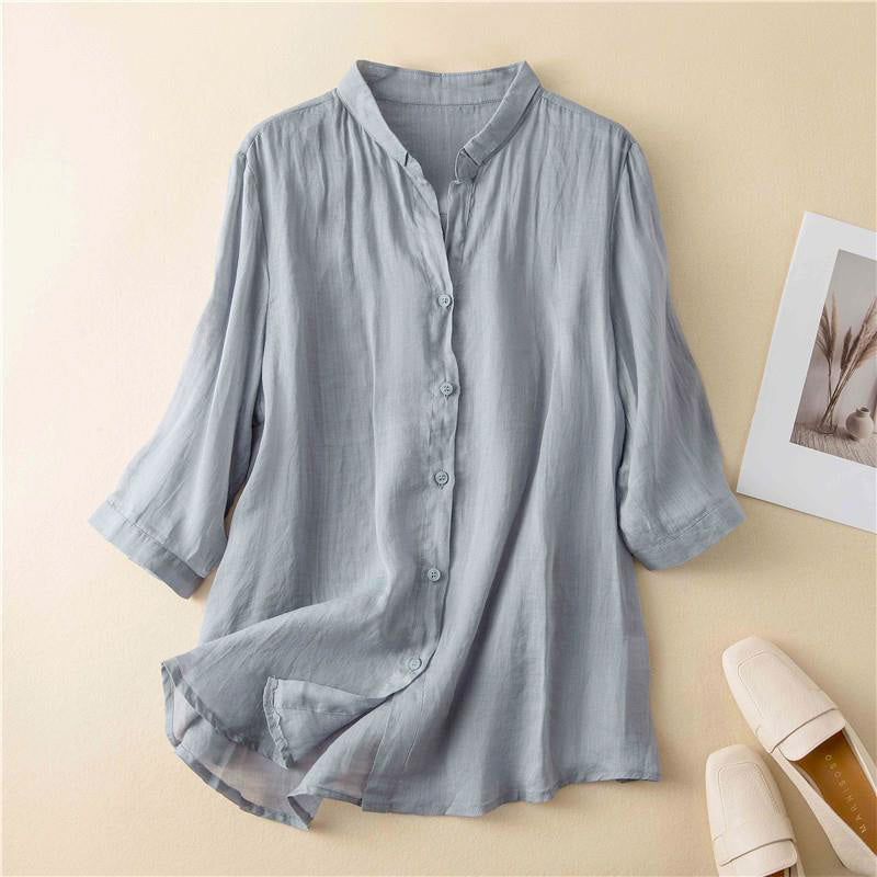 Rosario® | Casual Button-Down 3/4 Sleeve Cotton Blouse
