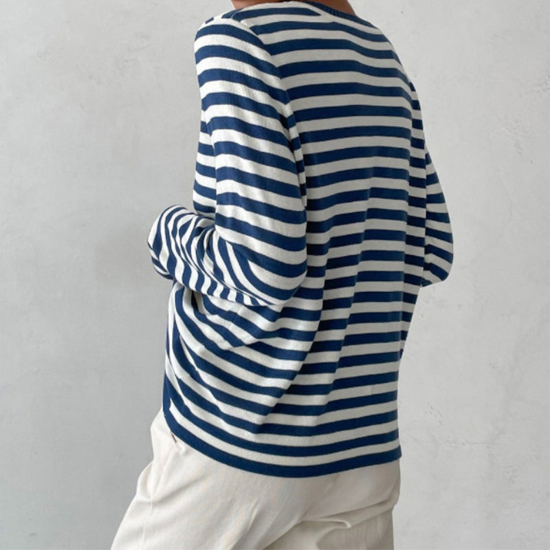 Fatima® | Women's striped long-sleeved round-neck top