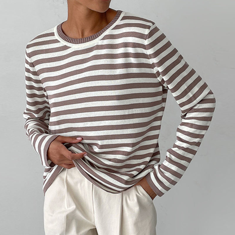 Fatima® | Women's striped long-sleeved round-neck top