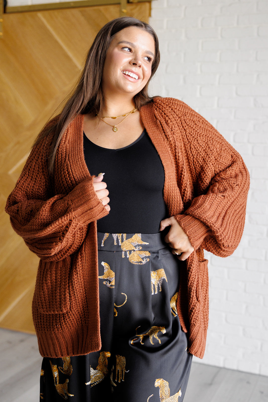 Vanja | Maybe Monday Cardigan in chestnut