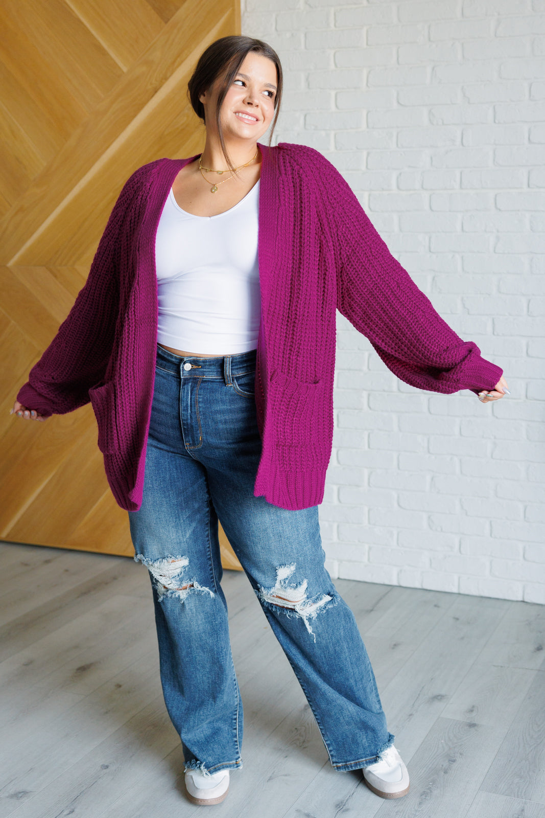 Leonie | Maybe Monday Cardigan in Berry