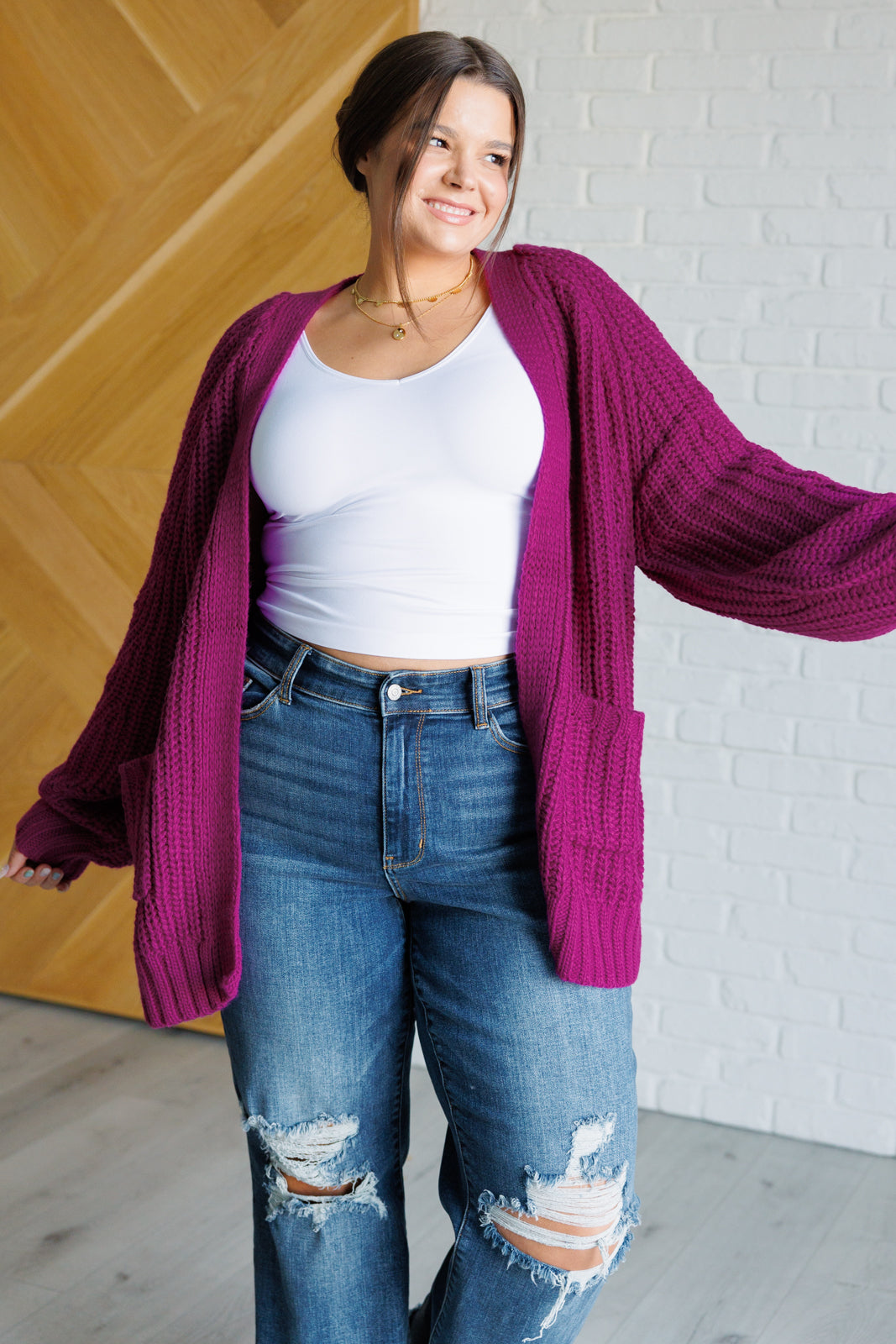 Leonie | Maybe Monday Cardigan in Berry